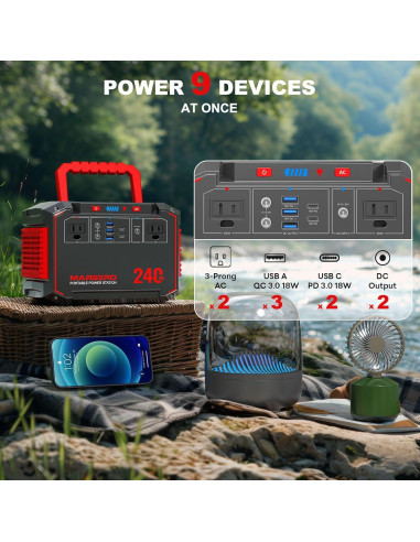 Estación de Energía Portátil MARBERO M638 240Wh 350W Camping