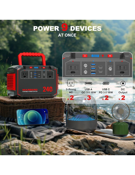 Estación de Energía Portátil MARBERO M638 240Wh 350W Camping