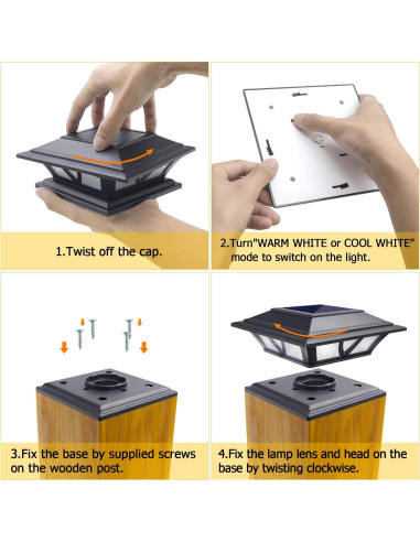 Luces de Poste SIEDiNLAR Solar 2 Modos LED Jardín Negro