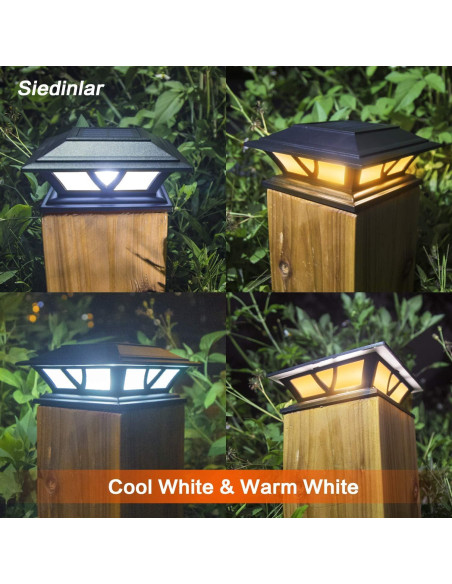 Luces de Poste SIEDiNLAR Solar 2 Modos LED Jardín Negro