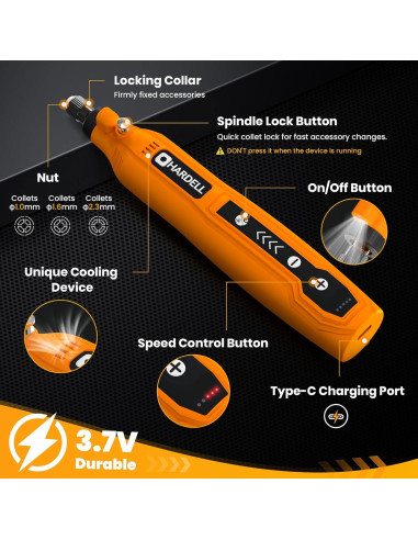 Herramienta Rotativa Inalámbrica HARDELL 3.7V 69 Accesorios