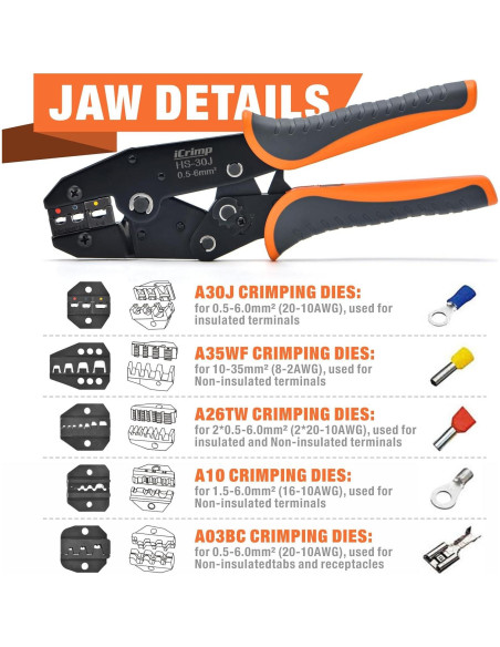 Juego de herramientas de crimpado IWISS con pelacables