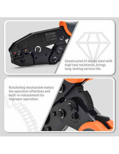 Juego de herramientas de crimpado IWISS con pelacables