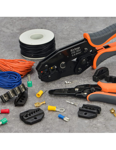 Juego de herramientas de crimpado IWISS con pelacables