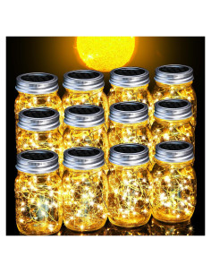 Cooo 12 Linternas Solares de Cristal 30 LED para Exterior