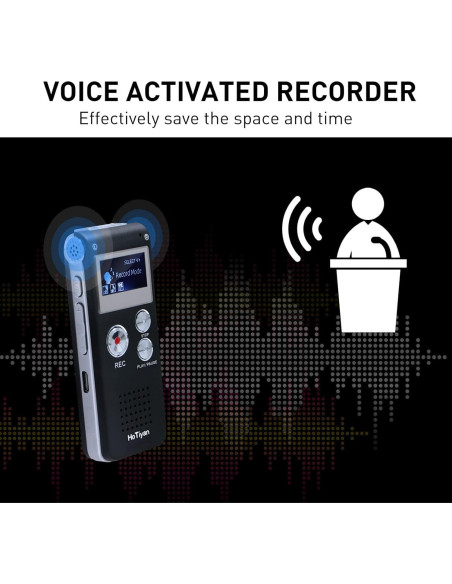 Grabadora de Voz Digital HoTiyan 64GB Activada por Voz