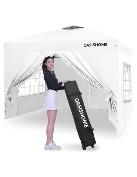 Carpa Gazebo OASISHOME 10x10 Paredes y Ventanas Blanca