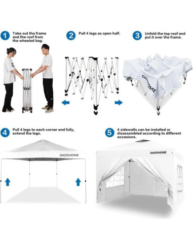 Carpa Gazebo OASISHOME 10x10 Paredes y Ventanas Blanca