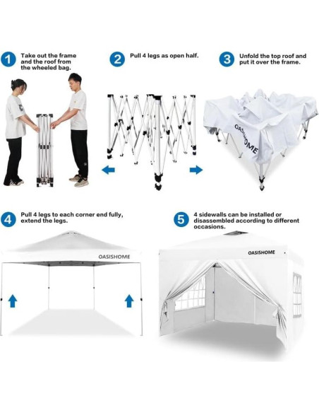Carpa Gazebo OASISHOME 10x10 Paredes y Ventanas Blanca