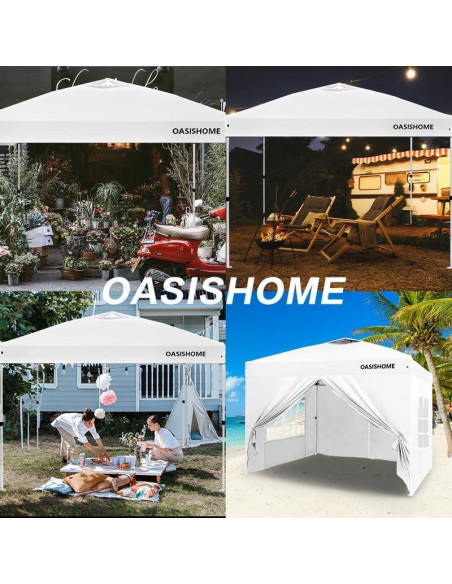 Carpa Gazebo OASISHOME 10x10 Paredes y Ventanas Blanca