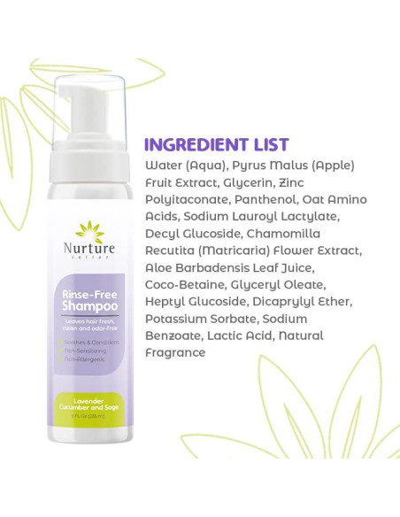 Champú Sin Enjuague Nurture Valley - 3 Botellas 240ml - Lavanda Pepino Salvia