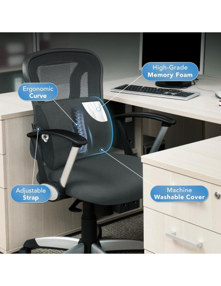 Almohada Lumbar Samsonite SA6041 Espuma de Memoria 34.3x35.6cm