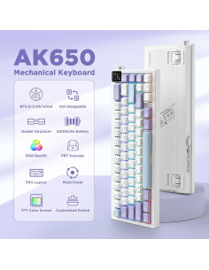Teclado Mecánico AJAZZ AK650 Inalámbrico 65% RGB Púrpura 2
