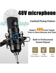 Paquete de Equipos para Podcast CofeLife K800 con Micrófono 48V 2