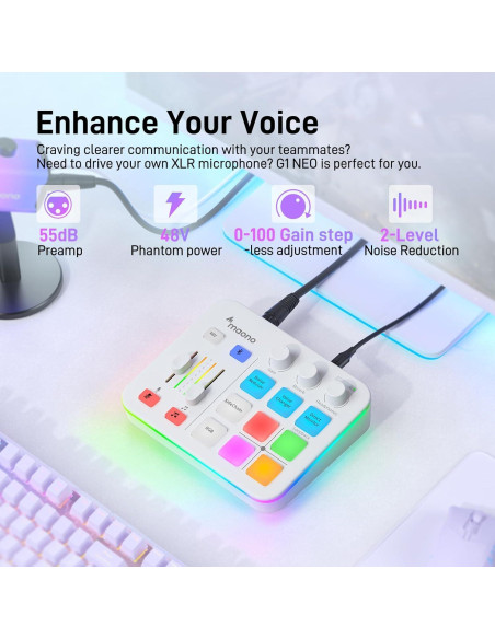 Mezclador de Audio Gaming MAONO G1 NEO RGB Bluetooth 48V