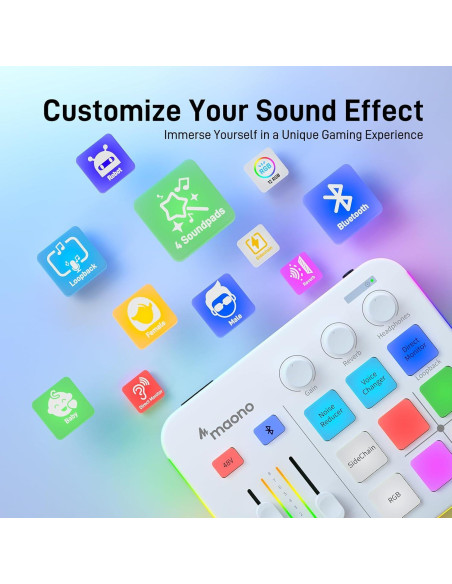 Mezclador de Audio Gaming MAONO G1 NEO RGB Bluetooth 48V