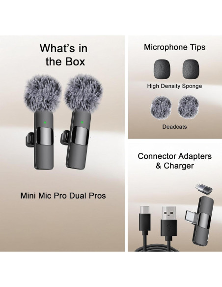 Mini Mic Pro - Micrófono Inalámbrico Lavalier para iPhone