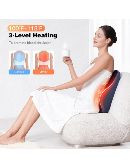 Almohada Lumbar KNQZE KB7 con Calentamiento y Masaje