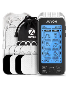 AUVON Estimulador Muscular TENS 4 Canales con 10 Almohadillas