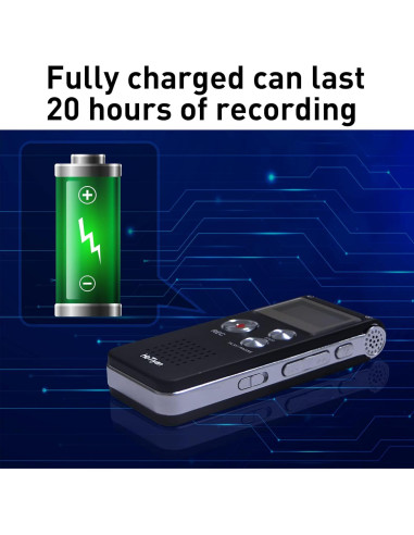 Grabadora de Voz HoTiyan 16GB Activada por Voz USB