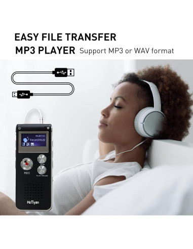 Grabadora de Voz HoTiyan 16GB Activada por Voz USB
