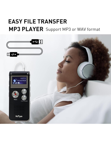 Grabadora de Voz HoTiyan 16GB Activada por Voz USB