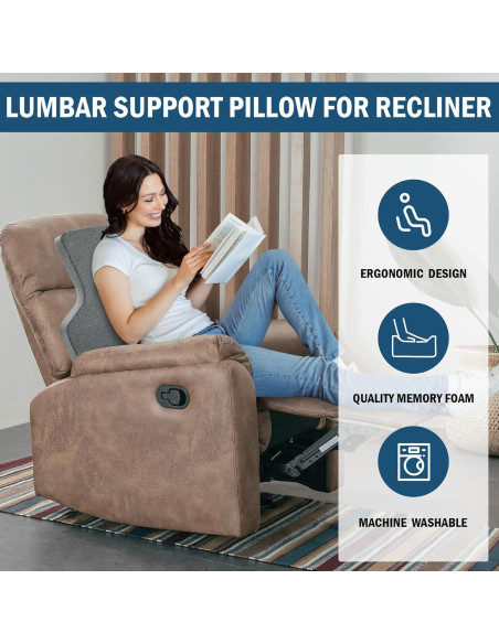 HOMBYS Almohada Lumbar Ajustable para Sillón 50,8x54,9 cm