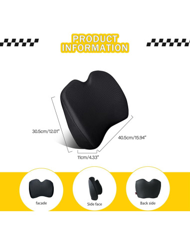 Almohada Lumbar Ergonómica SPRFUFLY para Auto - Espuma Memoria