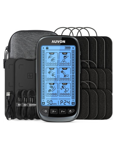 AUVON Estimulador Muscular TENS 3-en-1 con 24 Modos