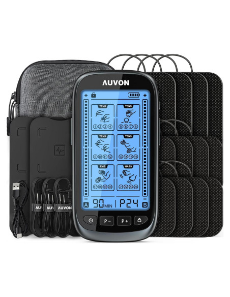 AUVON Estimulador Muscular TENS 3-en-1 con 24 Modos