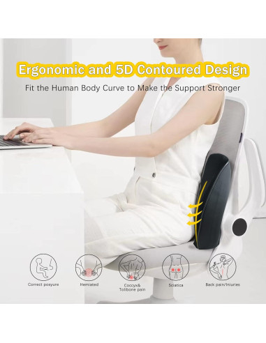 Almohada Lumbar Ergonómica SPRFUFLY para Auto - Espuma Memoria