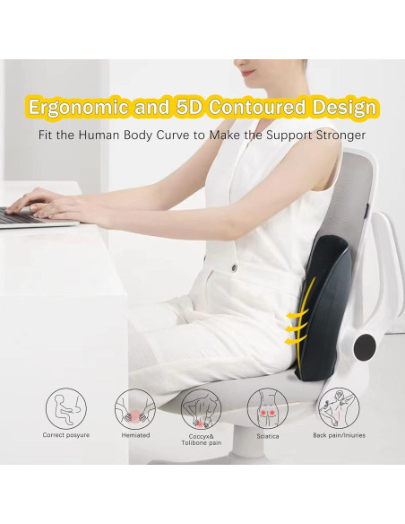 Almohada Lumbar Ergonómica SPRFUFLY para Auto - Espuma Memoria