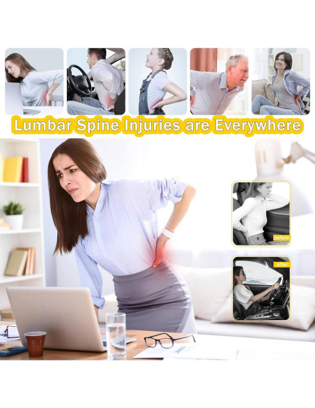 Almohada Lumbar Ergonómica SPRFUFLY para Auto - Espuma Memoria
