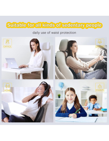 Almohada Lumbar Ergonómica SPRFUFLY para Auto - Espuma Memoria