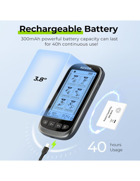 AUVON Estimulador Muscular TENS 3-en-1 con 24 Modos