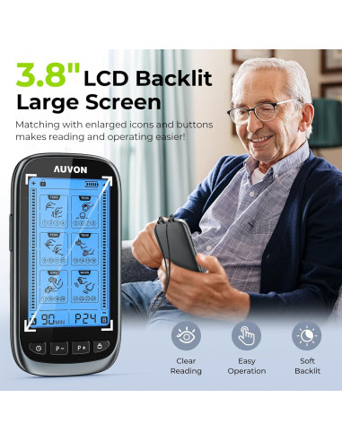 AUVON Estimulador Muscular TENS 3-en-1 con 24 Modos