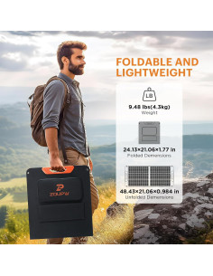 Panel Solar Plegable ZOUPW 100W Monocristalino Impermeable 2