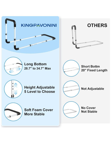 Barandilla de Cama KingPavonini Ajustable para Adultos