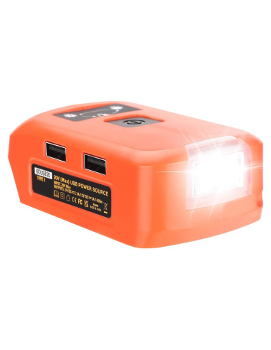 Adaptador de Batería Taingwei 20V para Black & Decker, Cargador USB