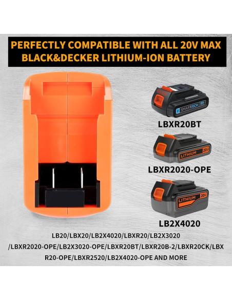 Adaptador de Batería Taingwei 20V para Black & Decker, Cargador USB Adaptador de Batería Taingwei 20V para Black & Decker, Cargador USB