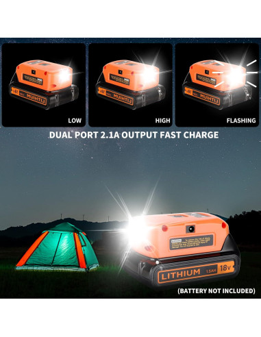 Adaptador de Batería Taingwei 20V para Black & Decker, Cargador USB