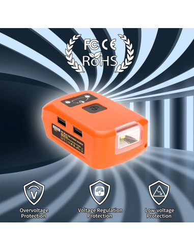 Adaptador de Batería Taingwei 20V para Black & Decker, Cargador USB