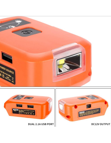 Adaptador de Batería Taingwei 20V para Black & Decker, Cargador USB