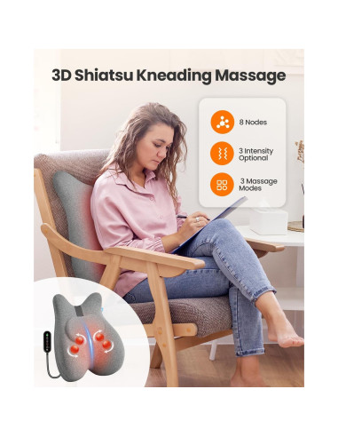 Almohada Lumbar CILI con Masaje y Calefacción 43x14x48cm