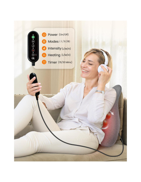 Almohada Lumbar CILI con Masaje y Calefacción 43x14x48cm
