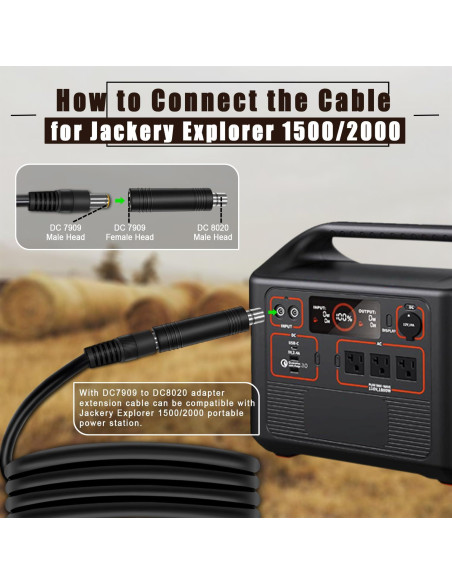 Adaptador Solar COMeap MC4 a DC 8mm 1.8m para Generadores