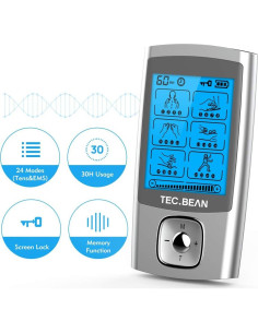 Estimulador Muscular TEC.BEAN TENS 24 Modos Recargable Plata 2