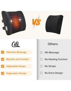 Almohada Lumbar Calentada CILI con Masaje Vibrante Negro 2