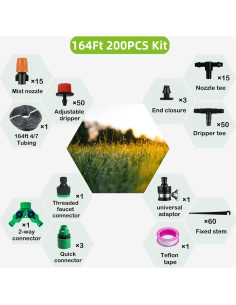 Kit de riego por goteo PEISONGFEI 50m automático jardín 2