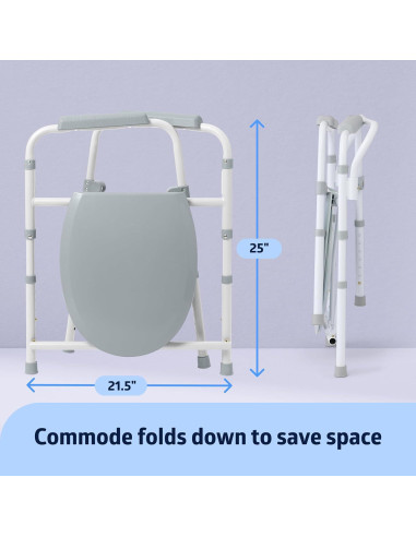 Comoda 3-en-1 Medline Acero Plegable 7.1L Asiento Estándar